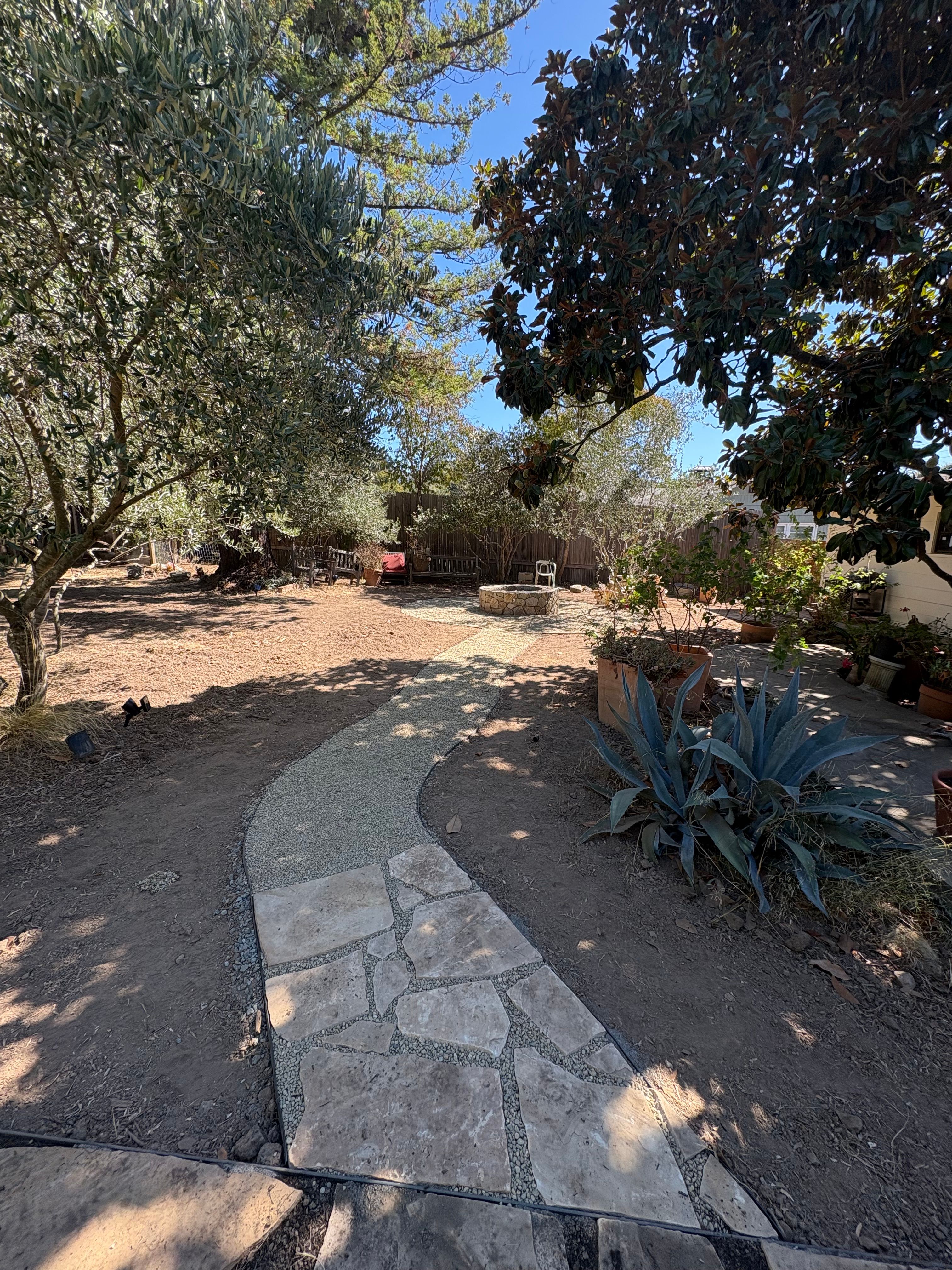 Completed Fire pit and Gravel Pathway with Flagstone